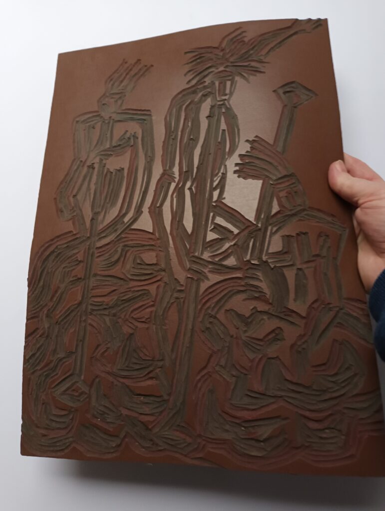 Printmaking lino angels - prep 4